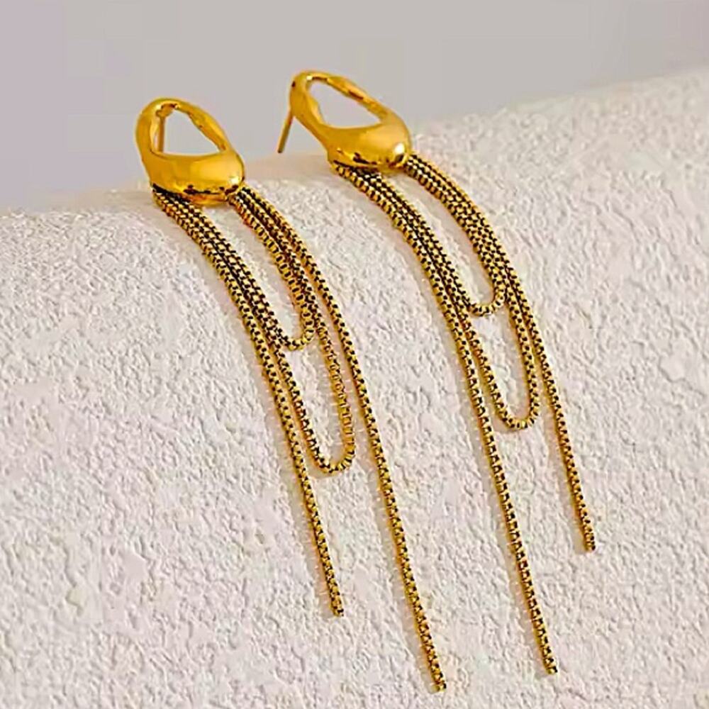 Gold Stainless Steel Silver Geometric Dangle Earrings